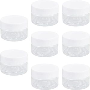Kleine reiscontainers van 8 stuks doorzichtige lege make-upcontainers met witte schroefdeksels - plastic ronde navulbare potten voor crèmes en toiletartikelen
