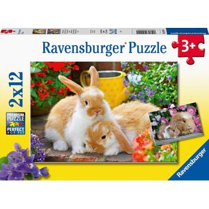 Knuffeltijd Puzzel (2x12 Stukjes, Dieren Thema)