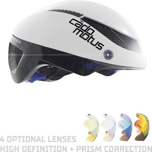 CADOMOTUS Omega Aero Helm | Professionele Aerodynamische Helm |  Schaatshelm | Fietshelm | Triathlonhelm | Ultra Licht & Lage weerstand | Voor Volwassenen | Maat M (54 - 57 cm) Wit | Vizier Optioneel