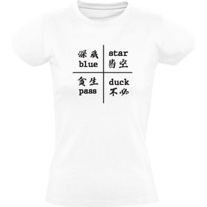 BlueStarDuckPass (chinees) Dames T-shirt - meme - china - school - taal - humor - grappig - T恤 - 搞笑