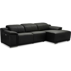 Loungebank Zwart Leer - Rechts - 282x160x73cm - Alexa - Giga Meubel