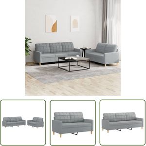 The Living Store Loungeset - 2-zitsbank- 138x77x80 cm - 3-zitsbank- 198x77x80 cm - Lichtgrijs