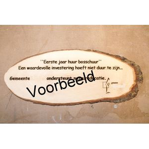 Houten naambord ovaal 60 cm met uw eigen tekst, logo of tekening