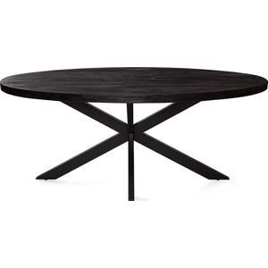 Zita Home - Eettafel Thom - ovaal 240cm - Volledig zwart - massiefhout - matrixpoot - 240x100x77cm