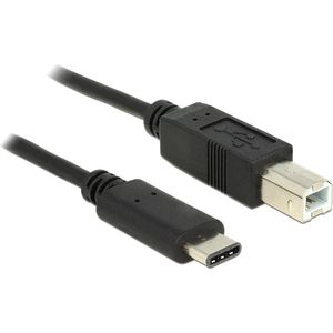 USB-C naar USB-B kabel - USB2.0 - tot 3A / zwart - 0,50 meter