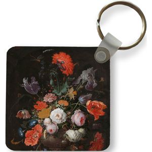 Sleutelhanger - Uitdeelcadeautjes - Stilleven met bloemen en een horloge - Schilderij van Abraham Mignon - Plastic