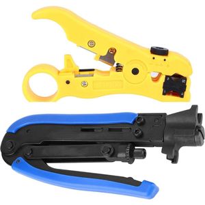 Crimping Pliers Coaxial Cable Stripper Crimper Set with Rotating Compass - RG59 RG6 RG7 RG11 - 2Pcs .