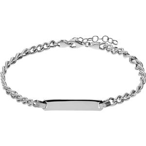 Lucardi Dames Zilveren plaatarmband - Armband - 925 Zilver - Zilverkleurig - 19 cm