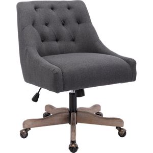 Merax Luxe Bureaustoel - Stoel op Wielen - Ergonomisch Kantoorstoel - Wieltjes - Draaibaar & Verstelbaar - Donkergrijs / Zwart