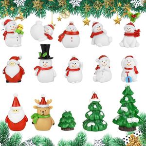 15 stuks Kerstmis miniatuur ornament kits schattige cartoon Xmas Decor Mini Kerstmis kleine figuren poppenhuis kerstman landschap kerstdecoratie voor huis tuin feestdecoratie