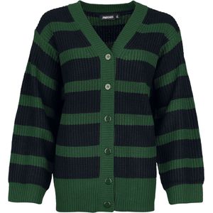 Jawbreaker Stripes Chunky Cardigan Cardigan zwart-groen M - Polyester - Casual wear, Gothic