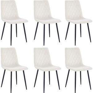 Lina® Elisia Eetkamerstoelen - Creme - Set van 6 - Velvet