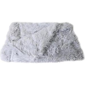 Luxe Fluffy Hondendeken - Fluffy Zachte Pluche Dierendeken – Kattendeken - 127x100 cm - XL - Licht grijs
