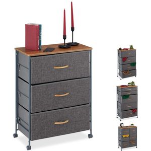 Ladekast op Wielen met 3 Lades en Houtlook Blad – Handige en Moderne Oplossing voor Elk Interieur