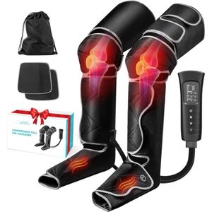 Beenmassager - Beenmassage Apparaat - Luchtcompressie - voor de Bloedsomloop - Kuitbeenmassage - Voetmassage - 6 standen - 3 Intensiteiten - voor het Verlichten - van Beenpijn - Spiervermoeidheid - Oedeem - Nylon - Grijs