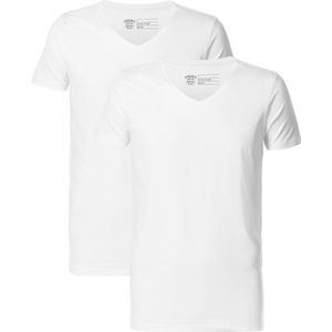 Petrol Industries - Heren 2-pack Basic T-shirts V-Hals - Wit - Maat XL