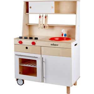 Educo Kinderkeuken - Kinderkeuken speelgoed - Houten keukenblok - Incl. keuken accessoires - Hoogte 62cm