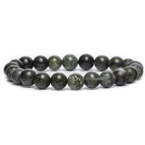 Bixorp Gems Groene Serpentijn Edelsteen Armband - Gepolijste Natuursteen Kralenarmband - 18cm