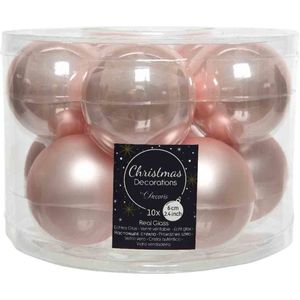 10 kerstballen poeder roze emaille 60 mm