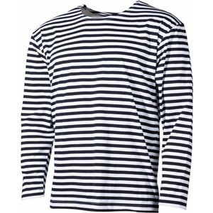 MFH - Russisch marine shirt  -  Wit met blauw  -  Lange mouwen  -  Zomermodel - MAAT L - OVER-SIZED