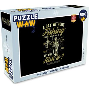 Puzzel Vis - Berg - Hengel - Vintage - Legpuzzel - Puzzel 500 stukjes