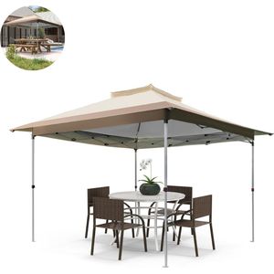 Partytent opvouwbaar - Paviljoen - 360 x 360 cm - Easy up - Waterdicht - Weerbestendig - Kaki