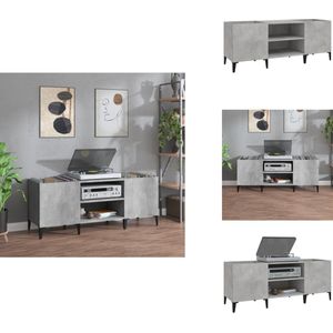 vidaXL Platenkast - Platenkasten - Platenspeler Kast - Elpee Opbergkast - Platenkast 121x38x48 cm bewerkt hout betongrijs