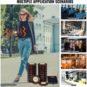 Collox Restaurant pager systeem - Piepers - Zoemers - Draadloos belsysteem - Voorkom wachtrijen - 999 kanalen - 20 stuks - Met LED, tril en zoem alarm