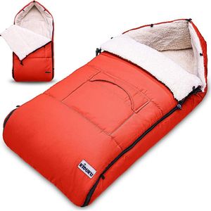 Voetenzak rood - 95 x 50 cm - voetenzak voor kinderwagen - babyvoetenzak - kinderwagen voetenzak - wintervoetenzak - voetenzak met ristsluiting - wasbaar tot 30 °C