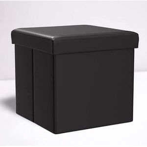 zitkruk, bewaarbox met opbergruimte, opvouwbaar, belastbaar tot 300 kg, kunstleer 38 x 38 x 38 cm