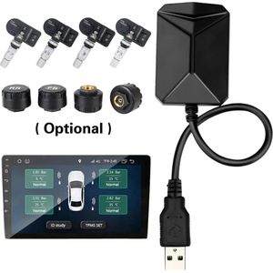 Android Navigatie TPMS Met 4 Sensoren - Alarm Systeem - USB Android Auto TPMS - Draadloze Transmissie Bandenspanningscontrolesysteem - Interal Sensors