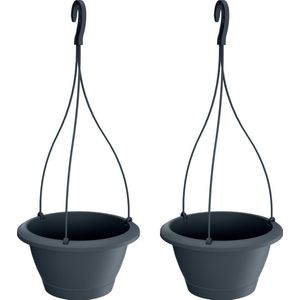 Prosperplast Bloempot Respana - 4x - hangend - antraciet - kunststof - 27 cm - plantenpot