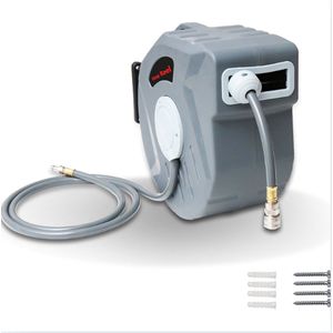 Persluchtslanghaspel - Automatische Oproller Slanghaspel - inclusief Slang 20 meter - slang PVC-slang ca. 2 m - Door ophanging 180° draaibaar Rollup Wandslangenbox -39.5x20x34.5cm - Wandslangenbox - Persluchtslang - Wandslanghouder, Voorgemonteerd