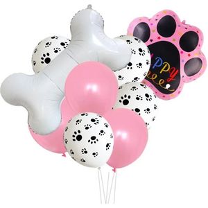9-delige honden ballonnen decoratie set Puppy Love roze - hond - ballon - huisdier - honden poot