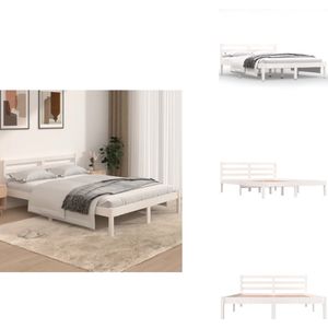 vidaXL Bedframe - Bedframes - Bed - Bedbodem - Bedframe massief grenenhout wit 140x190 cm