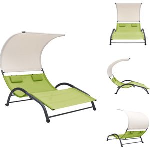 vidaXL Loungebed Tweepersoons - 190 x 137 x 158 cm - Groen - Textileen en Staal - Ligbed