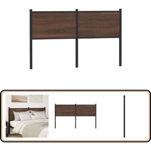 vidaXL Hoofdbord 150 cm - Bruin Eiken en Staal Hoofd Bord - Hoofdkussen - Slaap Kamer Decoratie - Houten Hoofdbord - Metaal Hoofdbord