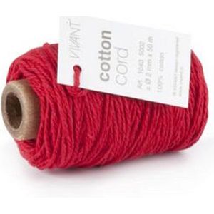 Cotton Cord / Katoen touw 50 meter rood ø2mm