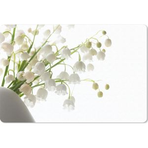 Bureau mat - Het Lelietje van Dalen in een witte bloempot - 60x40