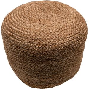 Poef | gevlochten naturel rond | naturel | jute | 50x50xhg30cm - naturel