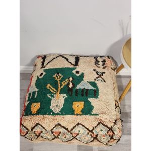 Marokkaanse vintage poef - zit kussen zonder vulling - Berber poef – poef180- zitzak - zitkussen - retro poefs - oosterse poefen