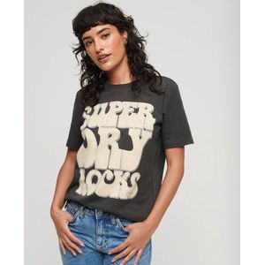 Superdry 70´s Retro Rock Logo Korte Mouwen Ronde Nek T-shirt Zwart L Vrouw