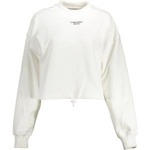 Calvin Klein Stacked Logo Mockneck Sweatshirt Truien & Vesten Dames - Sweater - Hoodie - Vest- Wit - Maat XL