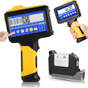 Handheld Inkjetprinterkit - Bluetooth Draagbare Inkjetprinter met Cartridge en 43 Inch Touchscreen 2-127 Mm in Hoogte Verstelbaar Handinkjetprinterpistool Geel (EU-stekker)