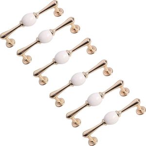 My Ninki ® Set van 6 Elegante Keramische Deur- en Kastgrepen voor Keuken en Meubilair, 128 mm Gatafstand