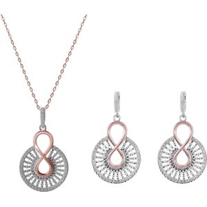 Orphelia SET-7437 - Juwelenset: Ketting + Oorbellen - 925 Zilver Rosé - Zirkonia - 42 cm