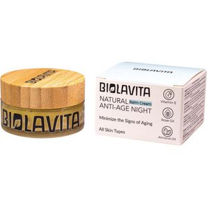 Biolavita - Natuurlijke Anti – Age/Rimpel Nachtbalsem Crème met Natuurlijke Ingrediënten - Ieder Huidtype - Alle Leeftijden - met Vitamine E en Natuurlijke Rozen Oilen - 30ml