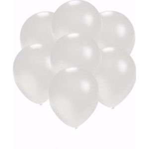 10x stuks Kleine metallic witte party ballonnen 13 cm - Witte feestartikelen/versiering