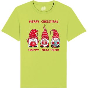 Christmas Gnomies Rood - Foute kersttrui kerstcadeau - Dames / Heren / Unisex Kerst Kleding - Grappige Feestdagen Outfit - - Unisex T-Shirt - Appel Groen - Maat M