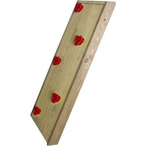 AXI Klimwand voor speelhuisje of speeltoestel - Uitbreidingsset van 132cm in Blank - Met Rode Klimstenen - Aanbouw element van hout